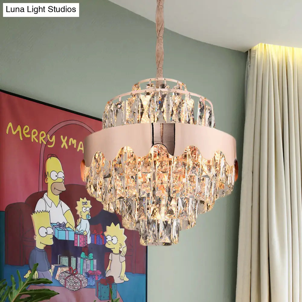 Modern Gold Crystal Tiered Chandelier - 7/12 Lights Dining Room Pendant