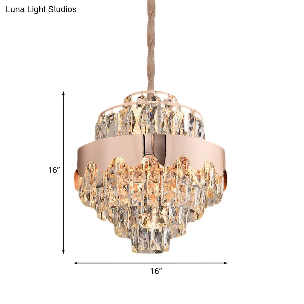 Modern Gold Crystal Tiered Chandelier - 7/12 Lights Dining Room Pendant