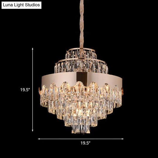 Modern Gold Crystal Tiered Chandelier - 7/12 Lights Dining Room Pendant