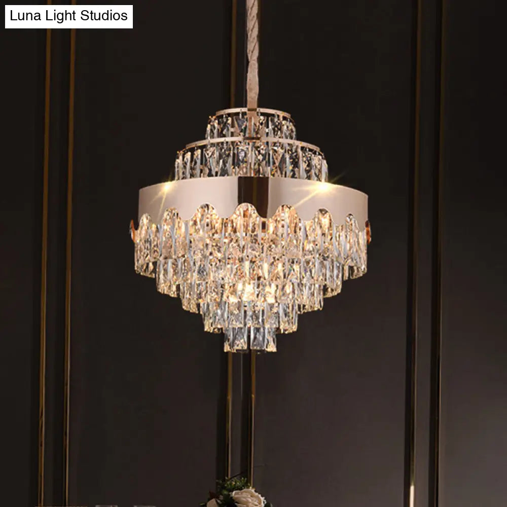 Modern Gold Crystal Tiered Chandelier - 7/12 Lights Dining Room Pendant