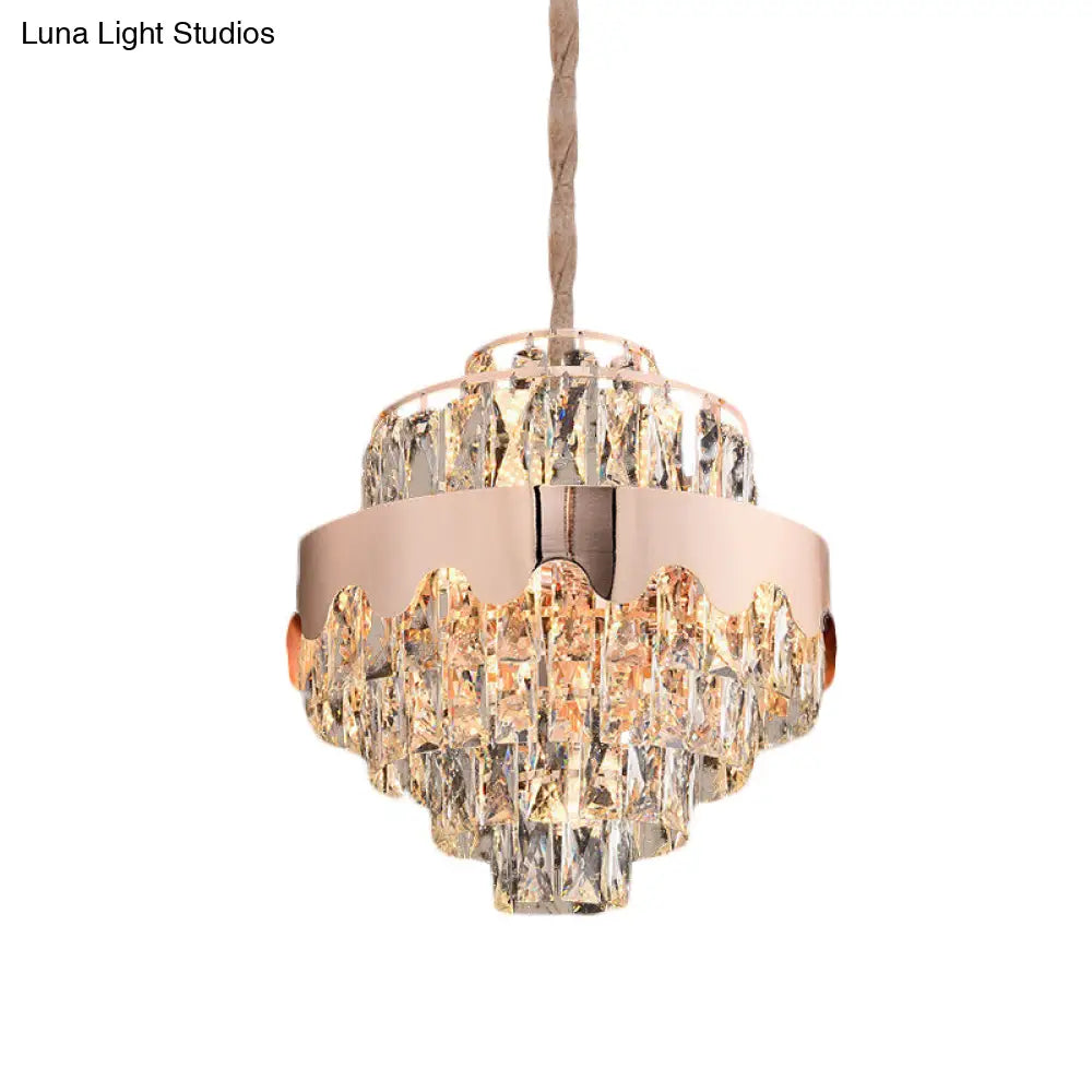 Modern Gold Crystal Tiered Chandelier - 7/12 Lights Dining Room Pendant