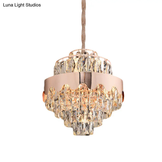 Modern Gold Crystal Tiered Chandelier - 7/12 Lights Dining Room Pendant