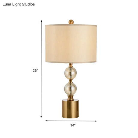 Modern Gold Cylindrical Table Lamp With Metal Base