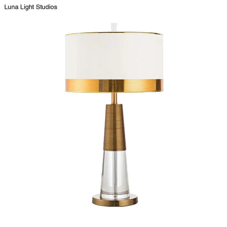 Modern Gold Desk Lamp With Fabric Shade - Ideal For Living Room Or Office