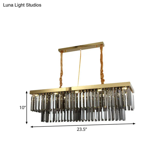 Modern Gold Dining Room Island Pendant Light With 10 Crystal-Cut Shades - 23.5/31.5 Wide