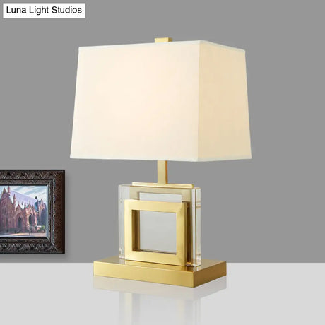 Modern Gold Fabric Pagoda Desk Lamp - Stylish 1-Bulb Night Table Light For Living Room