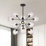 Modern Gold Finish Clear Glass Branching Chandelier - 7/9/13 Heads Simple Ceiling Pendant Light 13 /
