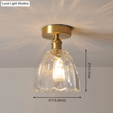 Modern Gold Flower Ceiling Mount Light Fixture With Glass Shade