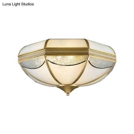 Modern Gold Flush Ceiling Light With Opal Glass And Multiple Sizes Ideal For Bedroom - 2/3/5 Lights