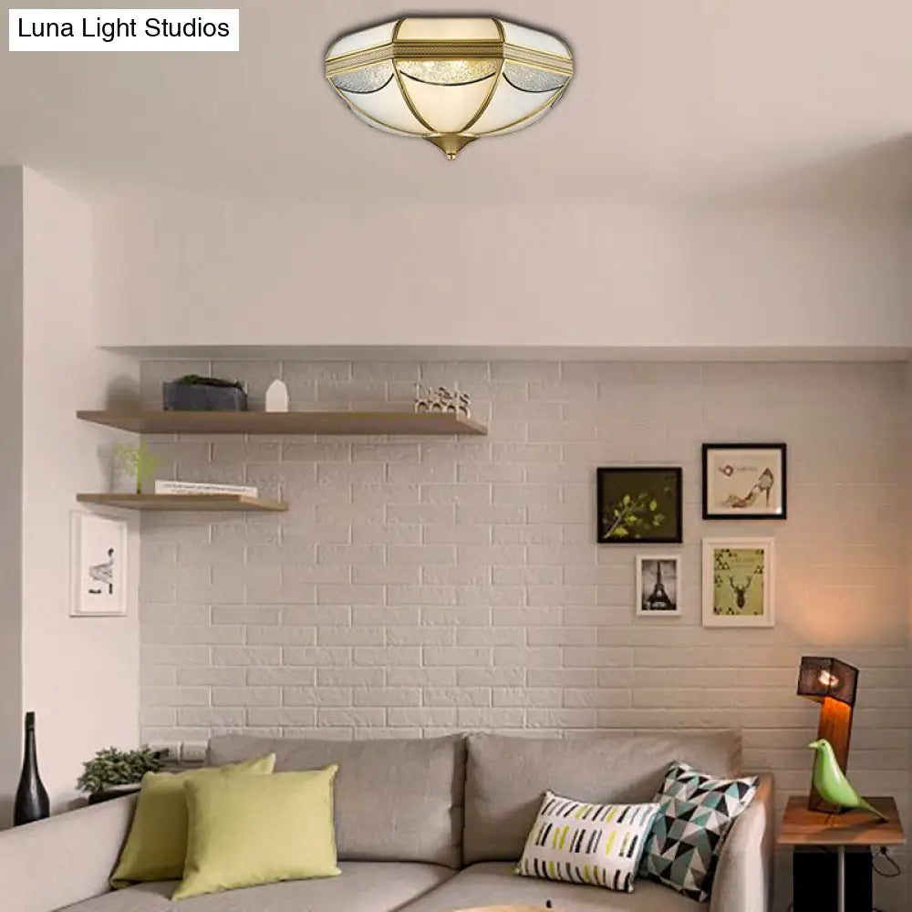 Modern Gold Flush Ceiling Light With Opal Glass And Multiple Sizes Ideal For Bedroom - 2/3/5 Lights