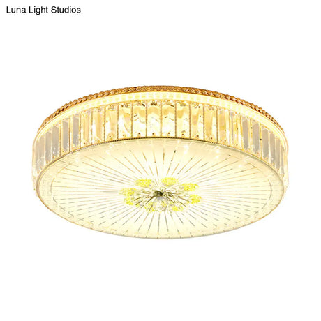 Modern Gold Flush Mount Ceiling Light Fixture - Clear Crystal Circular Design Multiple Sizes Glass