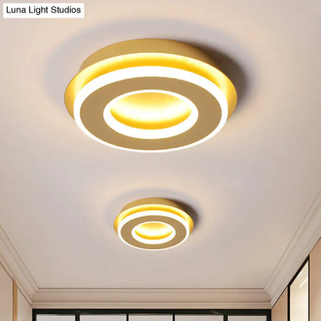Modern Gold Flushmount Ceiling Light With Warm/White Led - Square Or Round Shape