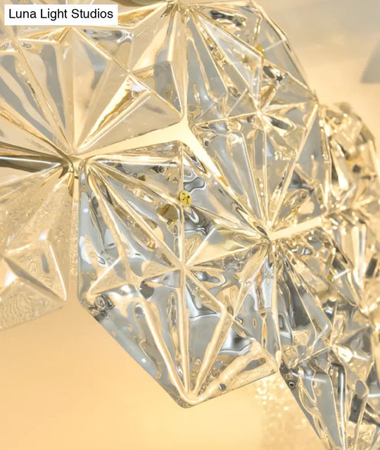 Modern Gold Geometric Crystal Flushmount Ceiling Lamp - Bedroom Lighting