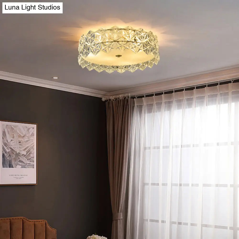 Modern Gold Geometric Crystal Flushmount Ceiling Lamp - Bedroom Lighting