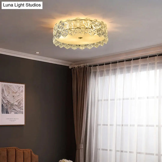 Modern Gold Geometric Crystal Flushmount Ceiling Lamp - Bedroom Lighting