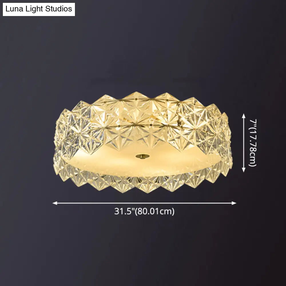 Modern Gold Geometric Crystal Flushmount Ceiling Lamp - Bedroom Lighting