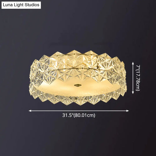 Modern Gold Geometric Crystal Flushmount Ceiling Lamp - Bedroom Lighting