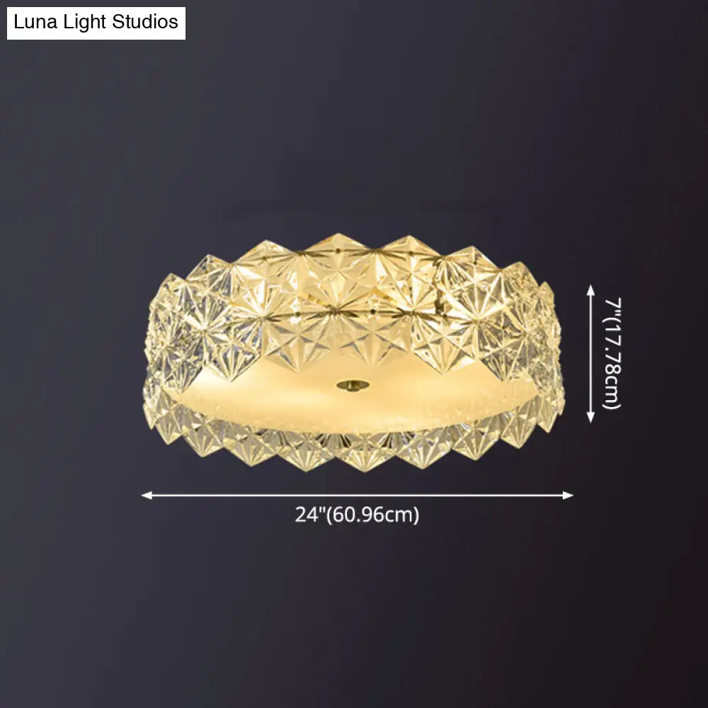 Modern Gold Geometric Crystal Flushmount Ceiling Lamp - Bedroom Lighting