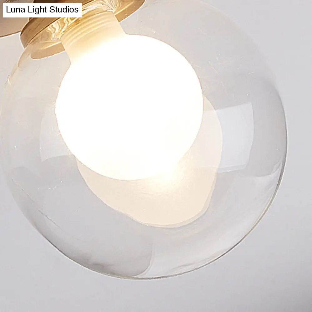 Modern Gold Glass Flush Mount Ceiling Light - Globe Corridor Close To Lighting
