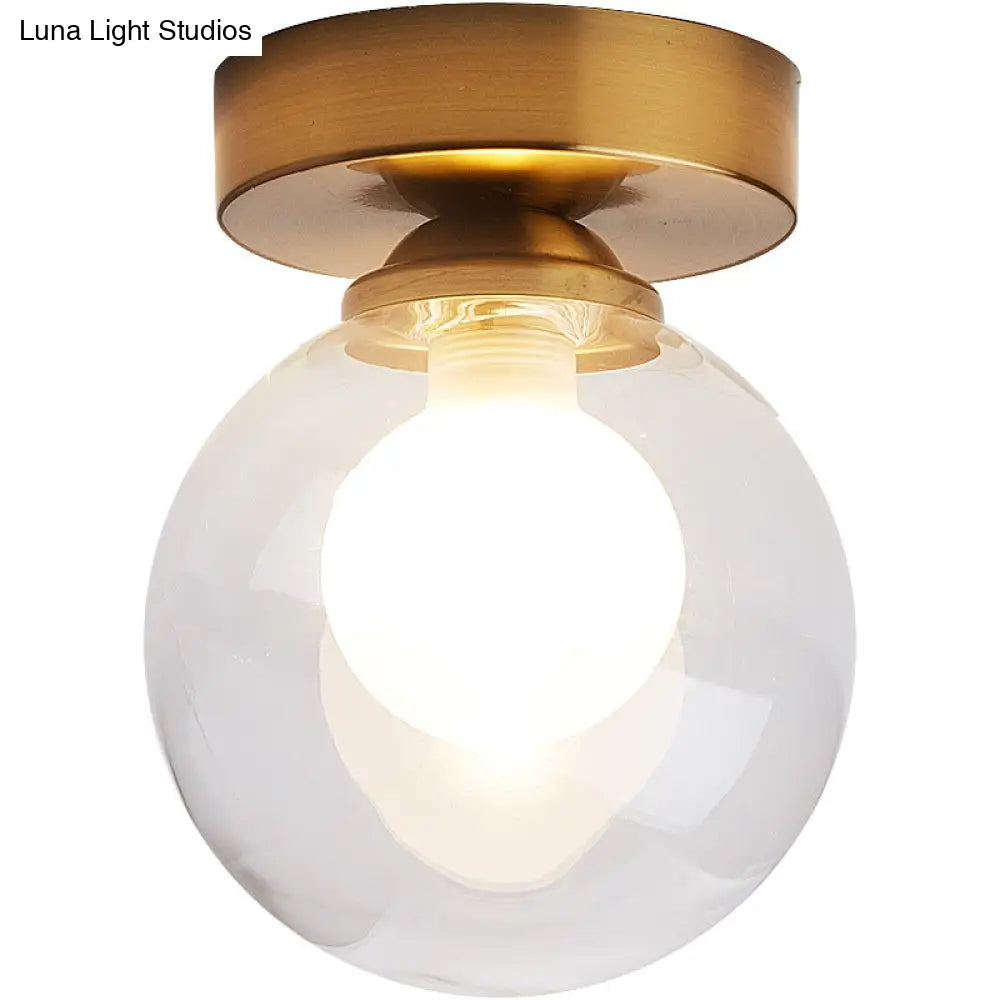 Modern Gold Glass Flush Mount Ceiling Light - Globe Corridor Close To Lighting