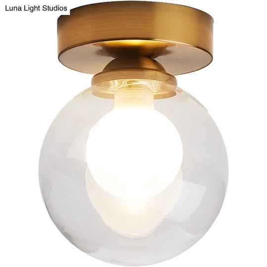 Modern Gold Glass Flush Mount Ceiling Light - Globe Corridor Close To Lighting