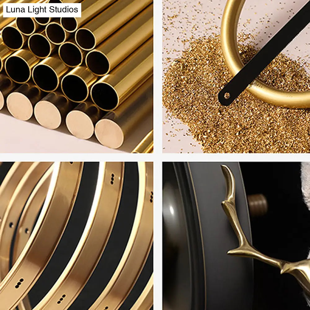 Modern Gold Glass Round Flush Mount Ceiling Light Fixture