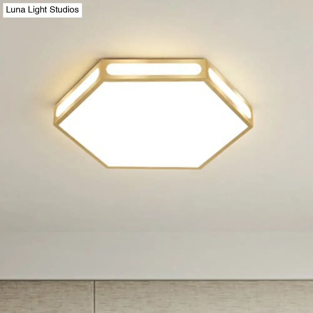Modern Gold Hexagon Led Flush Mount Ceiling Light For Bedroom
