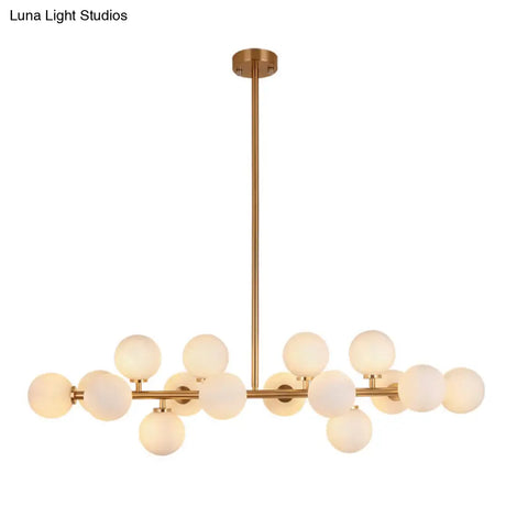 Modern Gold Island Pendant Lighting With 16 Lights - Spherical Glass Ceiling Light For Living Room