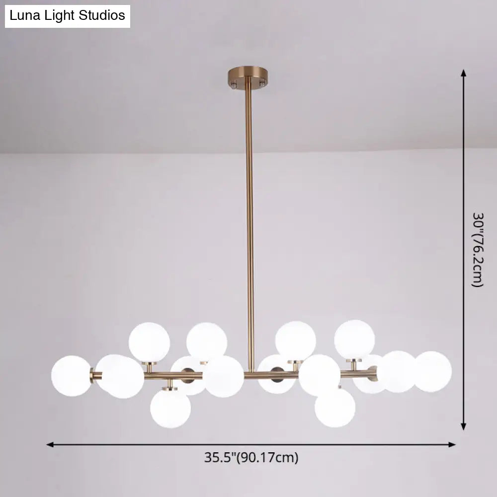 Modern Gold Island Pendant Lighting With 16 Lights - Spherical Glass Ceiling Light For Living Room
