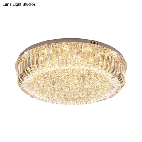 Modern Gold Led Ceiling Light With Prismatic Optical Crystal In Warm/White - 23.5’/31.5’ Wide