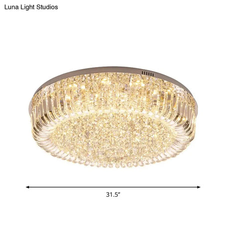 Modern Gold Led Ceiling Light With Prismatic Optical Crystal In Warm/White - 23.5’/31.5’ Wide