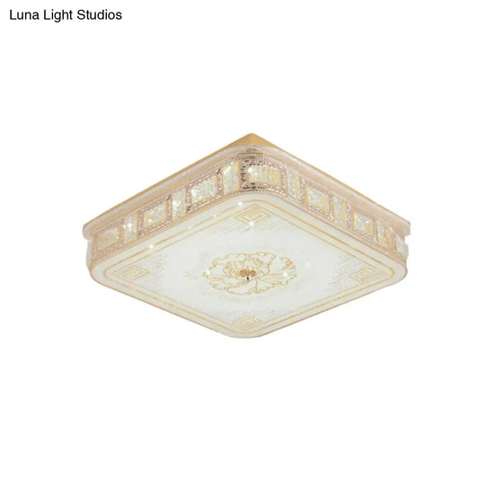 Modern Gold Led Crystal Flush Mount Spotlight - Elegant Flower Pattern Ceiling Light For Living Room