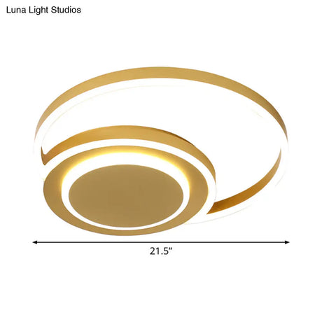 Modern Gold Led Flush Mount Ceiling Light For Bedroom - Crescent Design Acrylic Material
