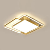 Modern Gold Led Flushmount Ceiling Light For Bedroom - Simple Square Design / 20.5’ Third Gear