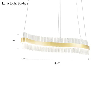 Modern Gold Led Hanging Glass Wavy Chandelier For Kitchen Island - 35.5/47 Wide Third Gear