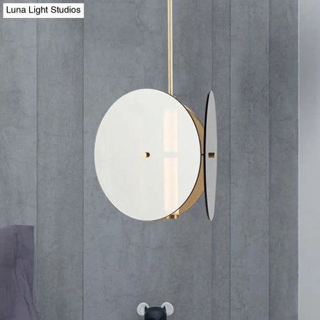 Modern Gold Led Pendant Light With Amber Glass Shade For Dining Room