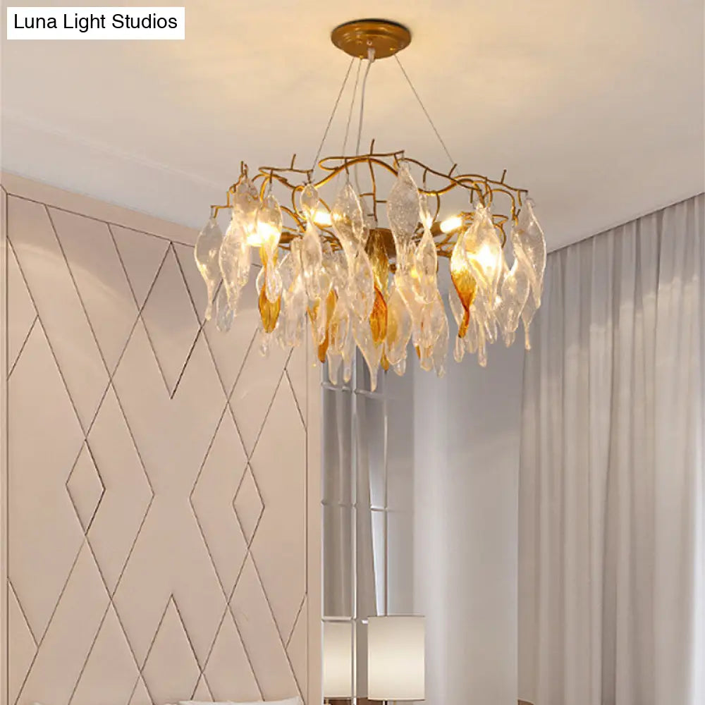Modern Crystal Spiral Chandelier - 6-Light Gold Led Pendant For Dining Room