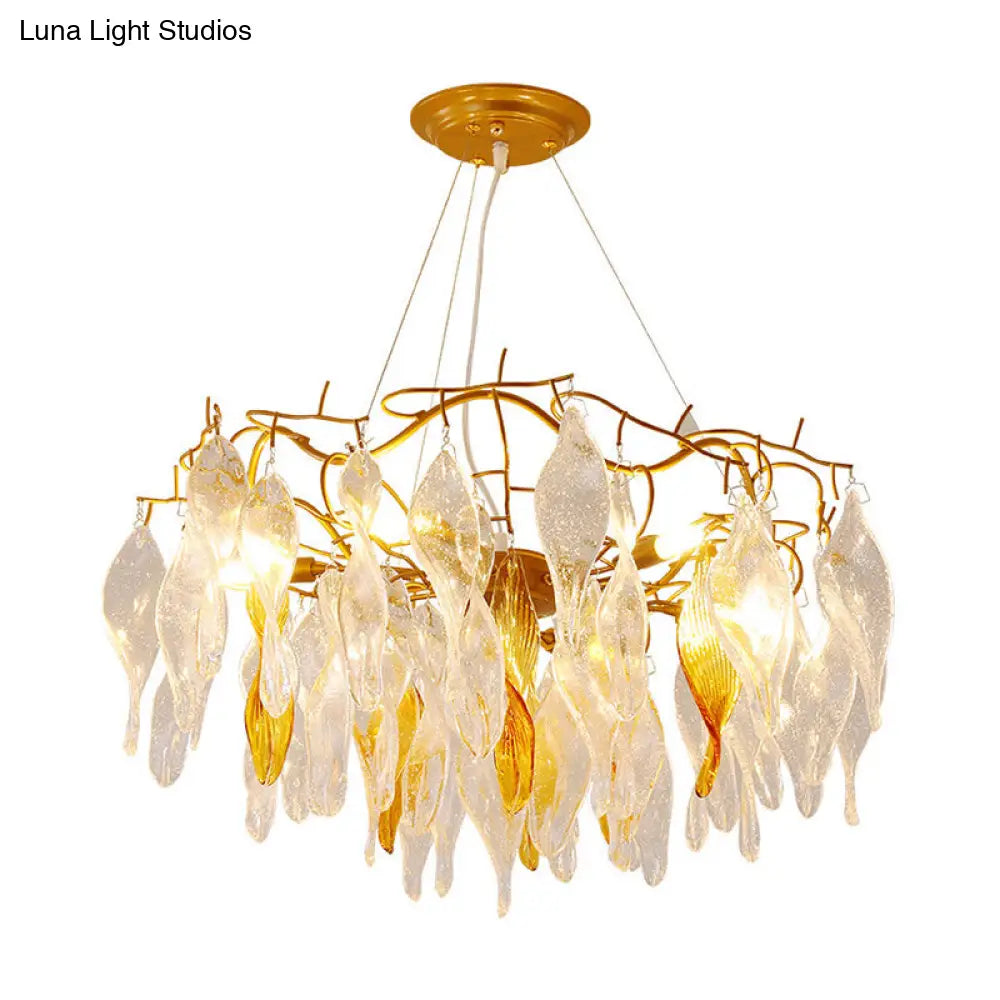 Modern Crystal Spiral Chandelier - 6-Light Gold Led Pendant For Dining Room