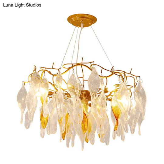 Modern Crystal Spiral Chandelier - 6-Light Gold Led Pendant For Dining Room