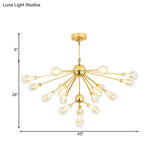 Modern Gold Led Sputnik Chandelier Pendant With Clear Glass Bulb Shades - Multi-Light Hanging