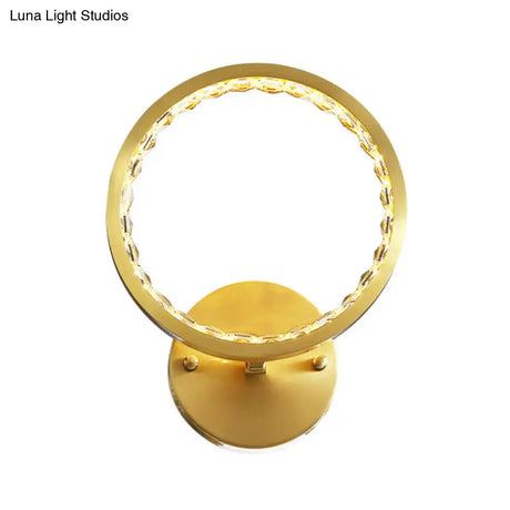 Modern Gold Led Wall Sconce With Clear Crystal Beads For Bedroom