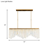Modern Gold Linear Crystal Led Chandelier Lamp - 24.5’/32’ Wide Pendant Lighting For Living Room