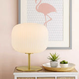 Modern Gold Metal Bedroom Table Lamp With Prismatic Glass Shade