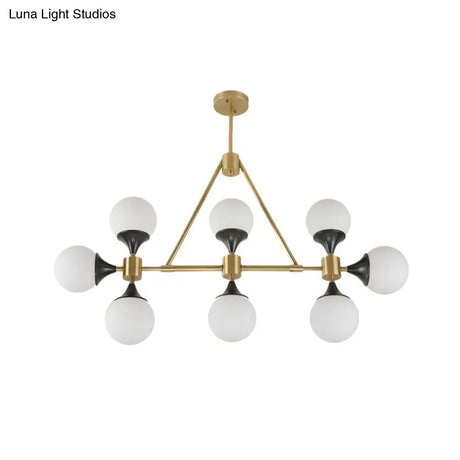 Modern Gold Metal Chandelier With 8 Globe Shades - Restaurant Island Lighting
