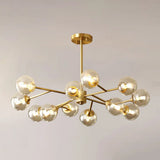 Modern Gold Metal Chandelier With Amber Glass Shade For Bedroom Ceiling 12 /