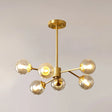 Modern Gold Metal Chandelier With Amber Glass Shade For Bedroom Ceiling 6 /