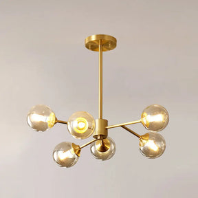 Modern Gold Metal Chandelier With Amber Glass Shade For Bedroom Ceiling 6 /
