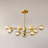 Modern Gold Metal Chandelier With Amber Glass Shade For Bedroom Ceiling 9 /
