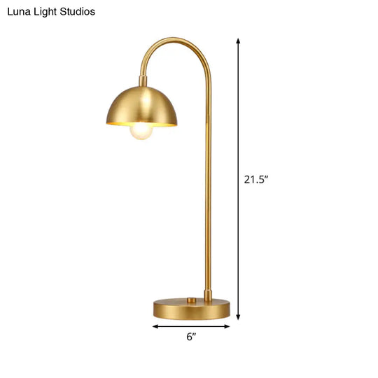 Modern Gold Metal Dome Nightstand Lamp For Bedroom - 1-Head Table Light