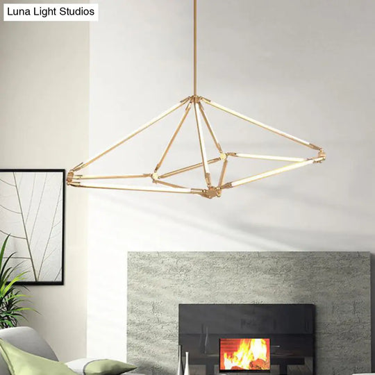 Modern Gold Metal Diamond Led Chandelier - Hanging Ceiling Light